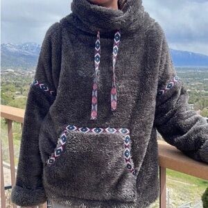 Sundance Women’s Gray Cowl Neck Sherpa Mountain Loft‎ Pullover Size XS